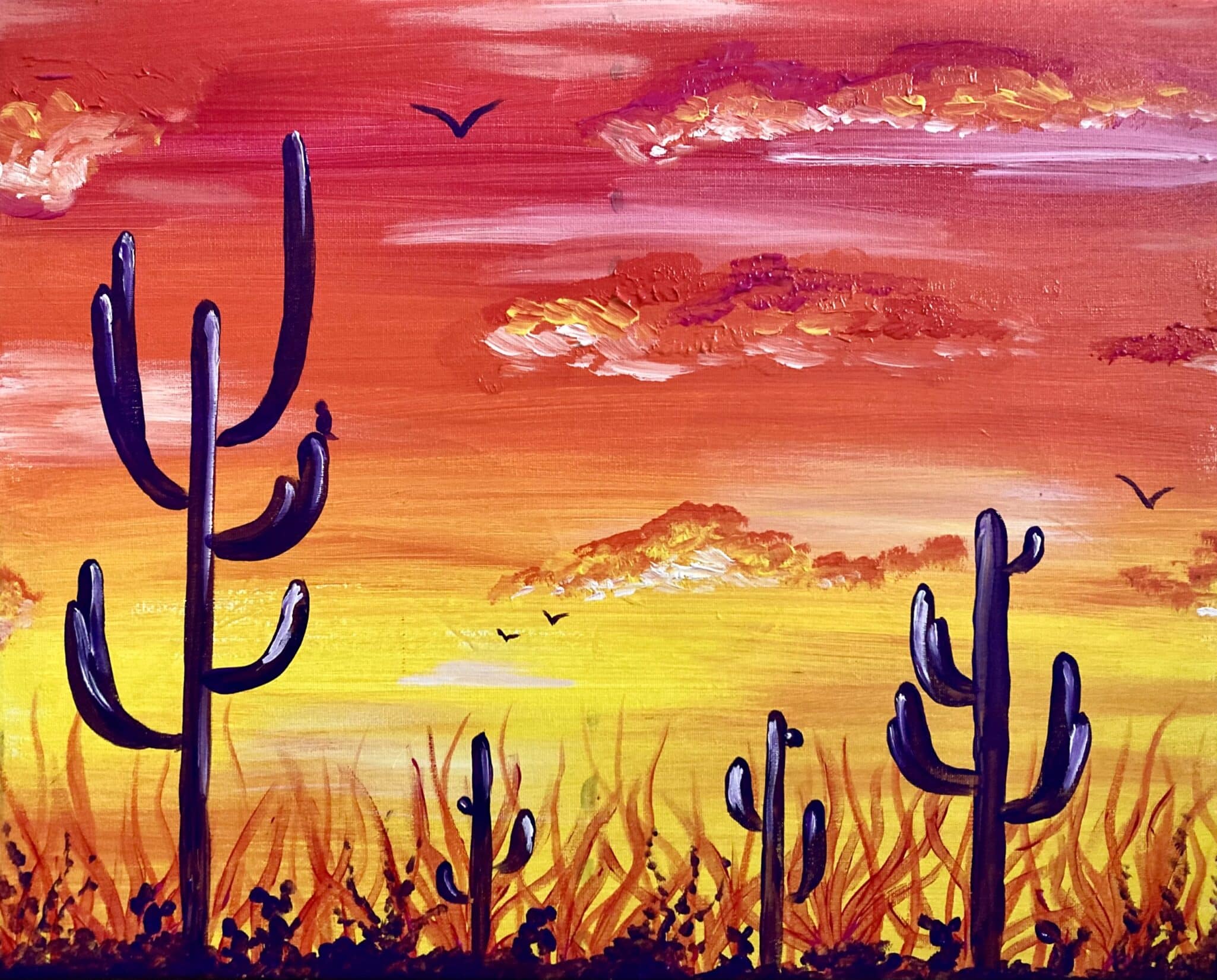 Fiery Desert Paint and Sip in Tucson with Painting & Vino paint and sip