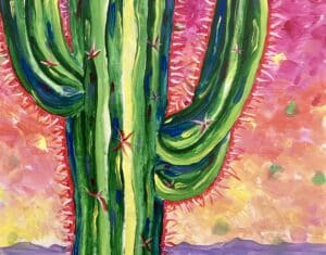 Image of painting called Sunset Cactus Paint and Sip at Westin La Paloma
