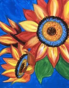 Image of painting called Vibrant Sunflower Paint and Sip at Roadhouse Cinemas
