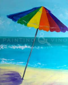Image of painting called Beach Umbrellas - Paint and Sip Event