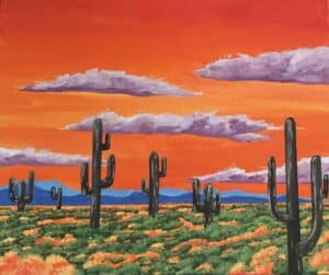 Image of painting called Desert Sunrise - Paint and Sip Event
