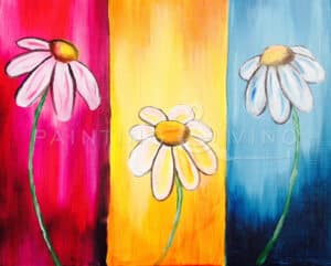 Image of painting called Daisy Trio - Paint and Sip Event