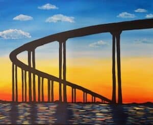 Image of painting called Coronado Sunset Bridge Paint & Sip at Coronado Island Marriott Resort & Spa