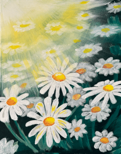 Image of painting called Bright Flowers - Paint and Sip at Nova Kombucha in Ocean Beach
