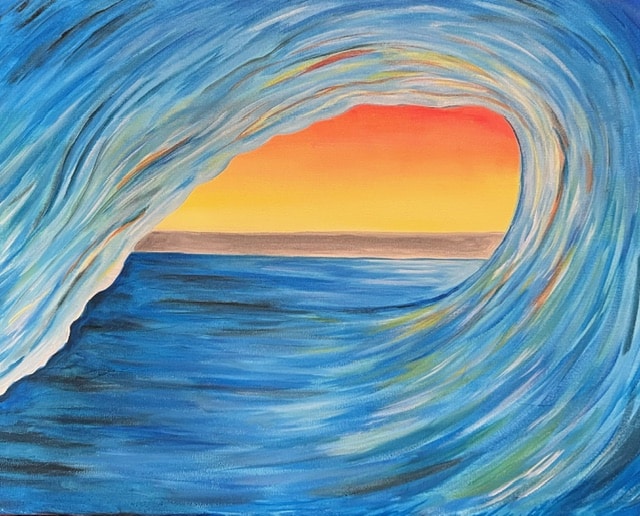 Sunset wave painting paint and sip