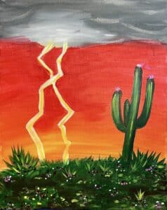 Image of painting called Desert Storm Paint and Sip at Reforma Modern Mexican