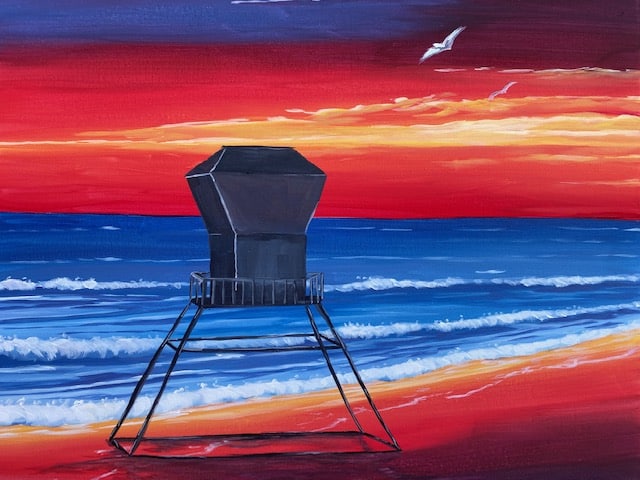 LIFEGUARD TOWER PAINT AND SIP EVENT paint and sip