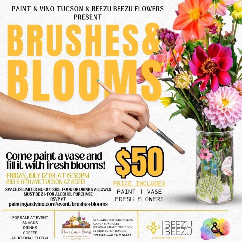 Immerse yourself in a world of creativity and fun at our brushes and blooms class. Whether you're on a date, with family or friends, or even as a couple, this indoor activity promises to be memorable. Let your artistic side shine as you paint away the stress of the day in a relaxed and social setting. Join us for a creative experience like no other!