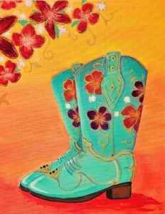 Image of painting called Blooming Boots - Paint and Sip