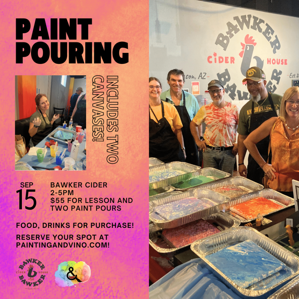 Immerse yourself in a world of creativity and fun at our Paint Pouring Pour Paint class. Whether you're on a date, with family or friends, or even as a couple, this indoor activity promises to be memorable. Let your artistic side shine as you paint away the stress of the day in a relaxed and social setting. Join us for a creative experience like no other!