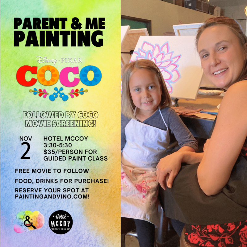 Immerse yourself in a world of creativity and fun at our Parent and Me/Mommy and Me class. Whether you're on a date, with family or friends, or even as a couple, this indoor activity promises to be memorable. Let your artistic side shine as you paint away the stress of the day in a relaxed and social setting. Join us for a creative experience like no other!