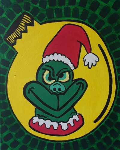 Grinch Ornament Paint and Sip Painting