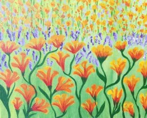 Image of painting called Master Van Gogh's "Lavender and Poppy Field" Paint & Sip Evening!