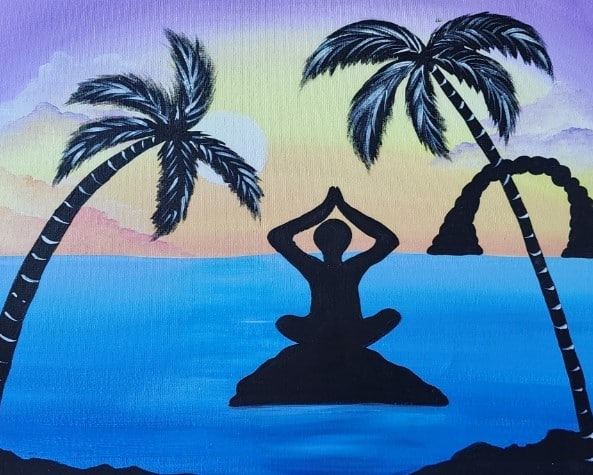 Sunrise Meditation paint and sip painting event with Painting and Vino Sacramento.