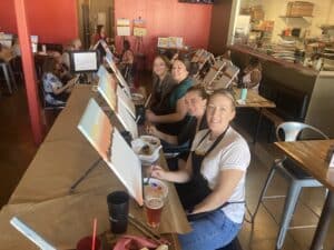 Immerse yourself in a world of creativity and fun at our paint and sip class. Whether you paint and sip're on a date, with family or friends, or even as a couple, this indoor activity promises to be memorable. Let your artistic side shine as you paint away the stress of the day in a relaxed and social setting. Join us for a creative experience like no other!