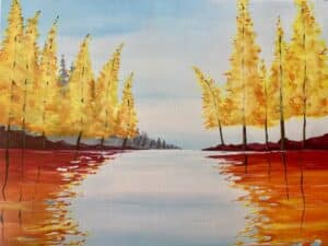 Image of painting called Fall on the River Paint and Wine Night