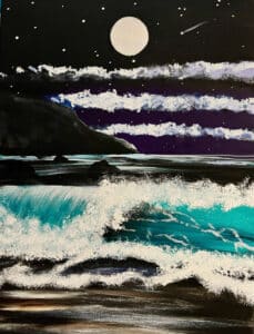 Image of painting called Moonlit Wave in La Jolla with Erin