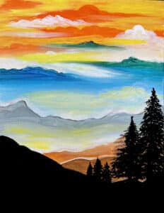 Image of painting called Quiet Morning mountains  _ Painting Party