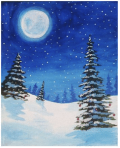 Image of painting called Blue moon in the snow _ Painting Party