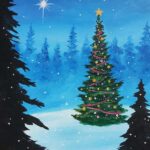 christmas tree in the woods paint and sip