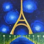 paint and sip Eiffel tower starry night paint and sip