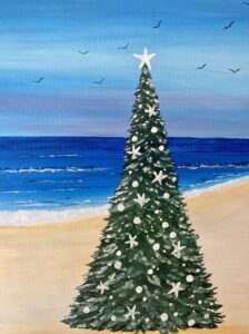 Image of painting called Beachy Christmas Tree Paint and Sip