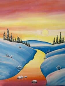 Image of painting called Winter Morning Creek Paint and Sip