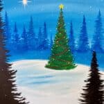 xmas tree in woods paint and sip paint and sip