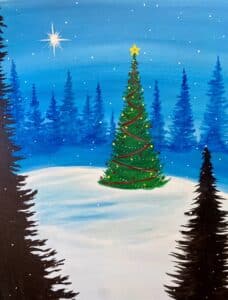 Image of painting called Christmas Tree in Woods Paint and Sip