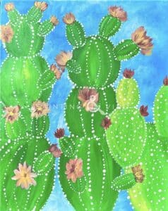 Image of painting called Blooming Prickly Pear Paint and Sip at Bawker Cider