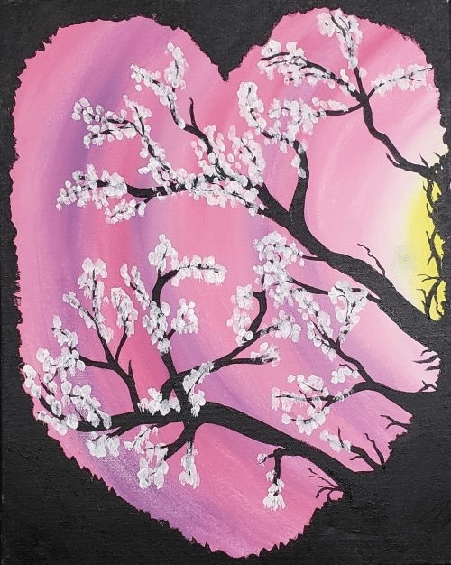 Blossoms at Night paint and sip painting event