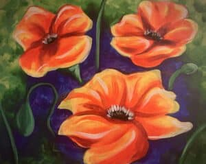 Image of painting called Poppy Garden Paint and Sip at OV Pizza & Pints