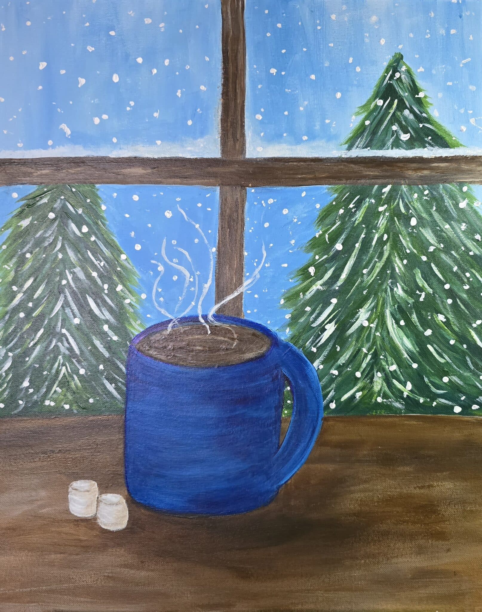 Morning Cocoa paint and sip painting event.