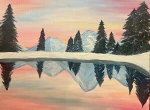 Image of painting called Mountain Lake Reflections - Paint and Sip