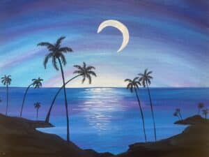 Image of painting called Ocean Moonlight- Paint and Sip Night