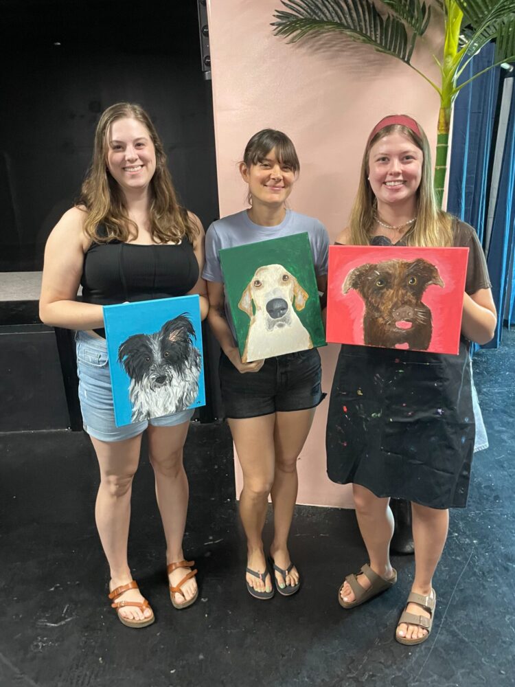 Immerse yourself in a world of creativity and fun at our paint your pet portrait class. Whether you're on a date, with family or friends, or even as a couple, this indoor activity promises to be memorable. Let your artistic side shine as you paint away the stress of the day in a relaxed and social setting. Join us for a creative experience like no other!