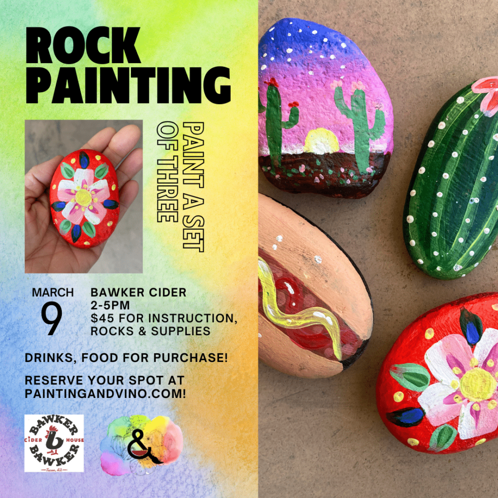 Immerse yourself in a world of creativity and fun at our paint and sip class. Whether you're on a date, with family or friends, or even as a couple, this rock painting activity promises to be memorable. Let your artistic side shine as you paint away the stress of the day in a relaxed and social setting. Join us for a creative experience like no other!