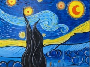 Image of painting called Van Gogh Starry Night Paint and Sip