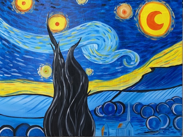 VAN GOGH STARRY NIGHT PAINT and sip