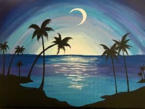 Image of painting called Moonlight Palms - Paint and Sip in Oceanside