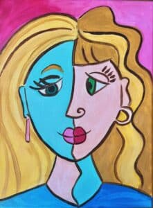 Image of painting called Paint your Partner - Picasso Style! Paint and Sip