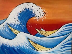 Image of painting called The Great Wave Paint and Sip Night