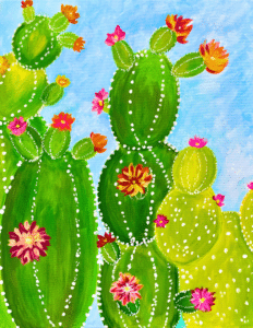 Image of painting called Blooming Cactuses Paint and Sip