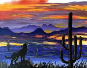 Image of painting called Desert Wolf Paint and Sip at Serial Grillers (Vail)