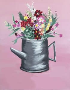 Image of painting called Flowers in a Tin Can- Paint and Sip