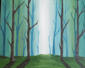 Image of painting called Join us for this beautiful Teal Forrest Paint & Sip Painting Event!