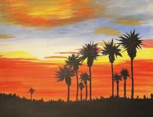 Image of painting called Sunset Palms - Paint and Sip