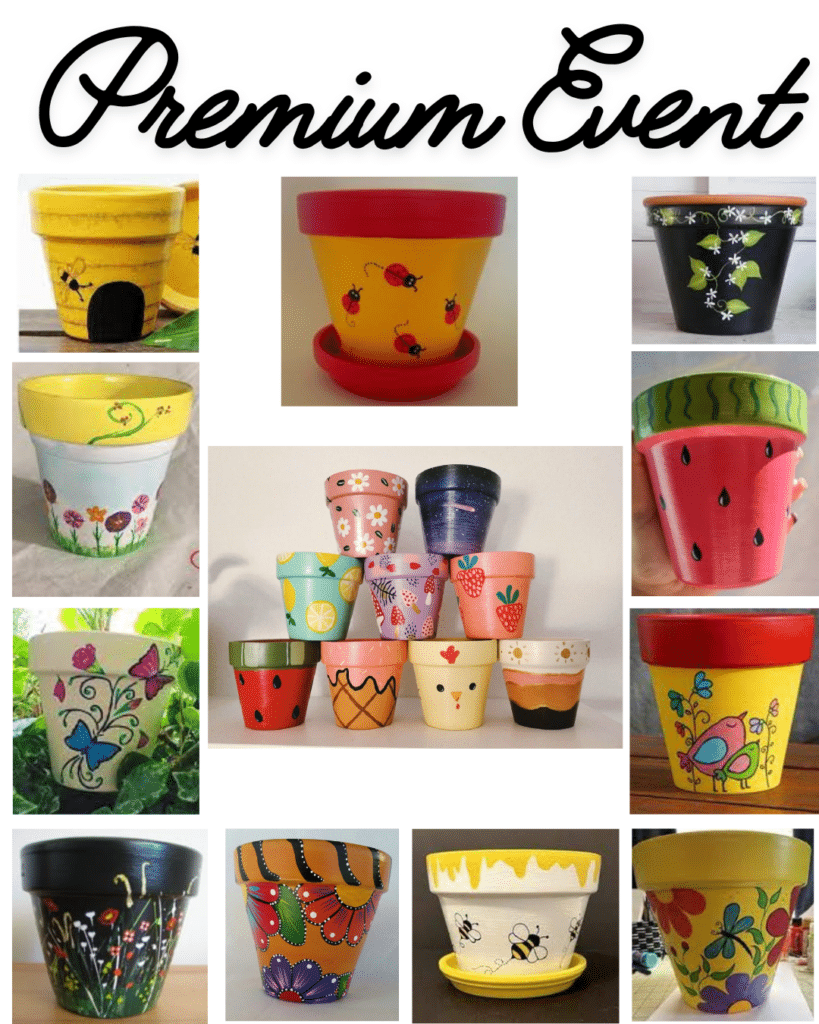 Terra Cotta Pots paint and sip painting event with Painting and Vino Sacramento.