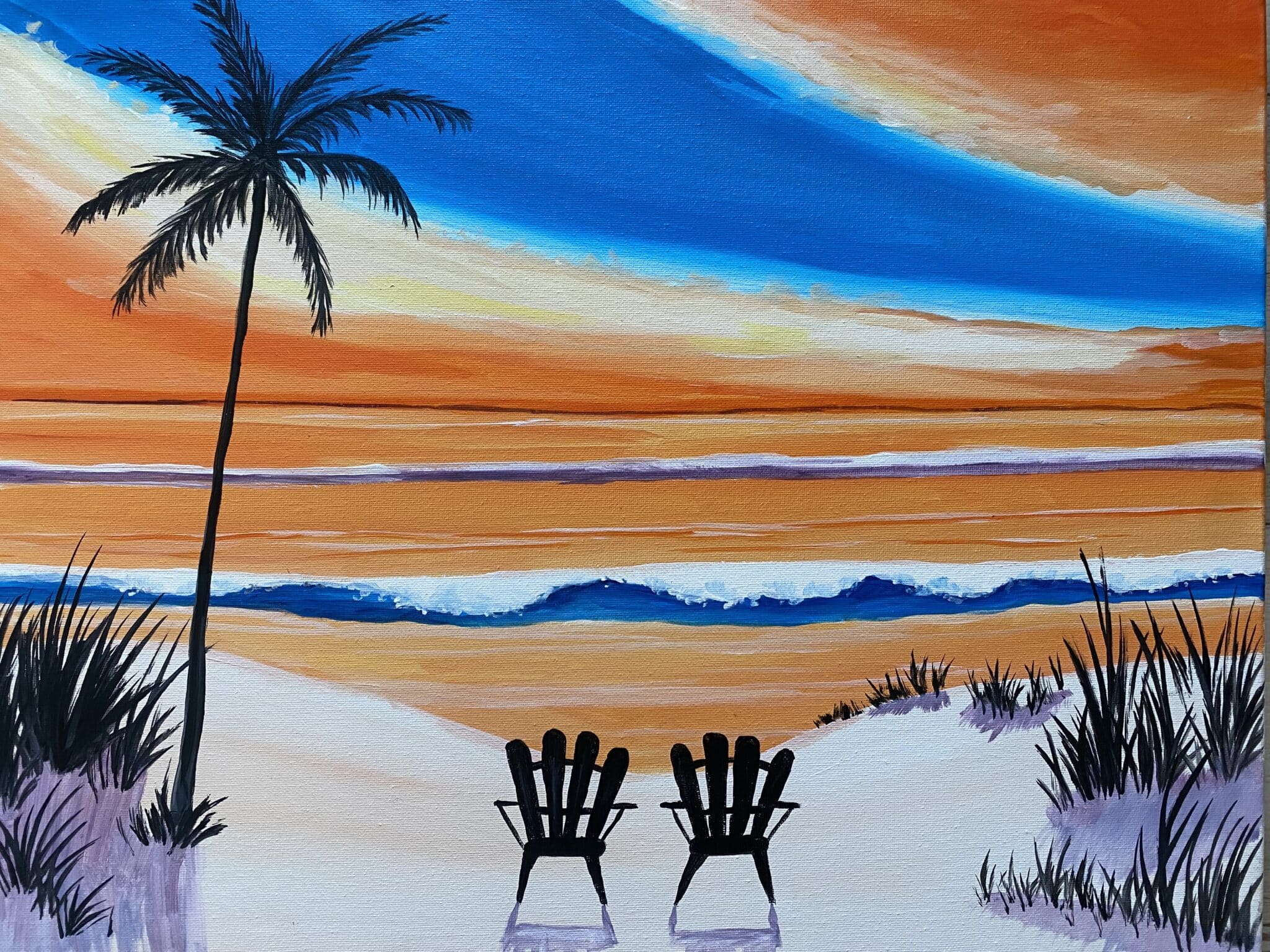 Relaxing at the beach Paint and Sip Night!