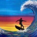 sunset surfer paint and sip